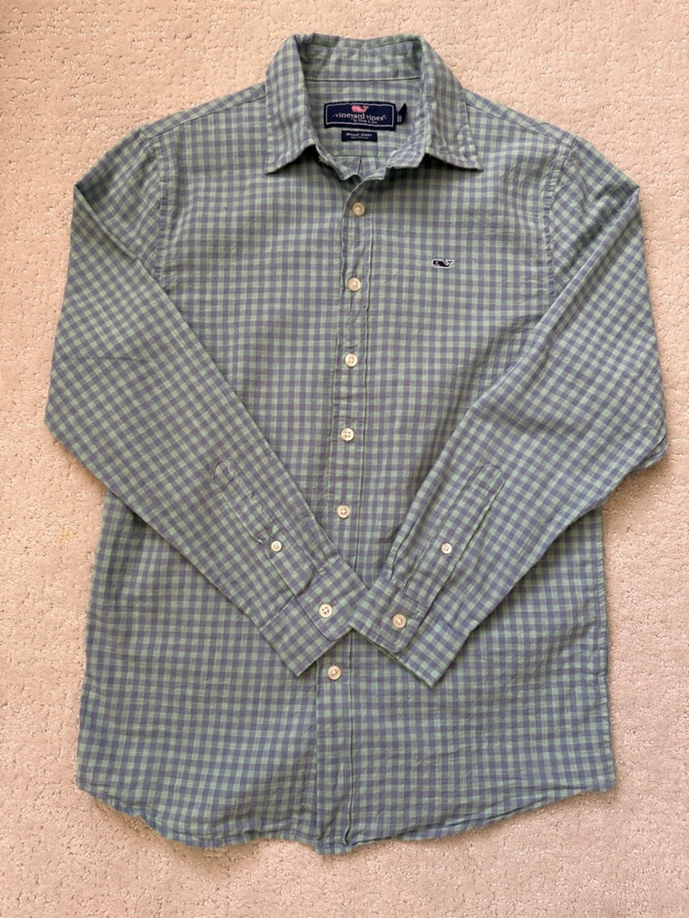 Vineyard Vines Boys Green Plaid Button-Down Shirt size L (16) Like new
